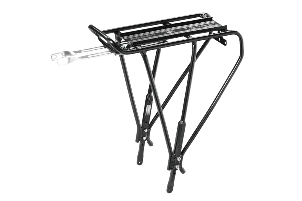 Portabultos trasero Topeak Uni Explorer Non-Disc aluminio negro patas ajustables - universal ruedas 24-29 y 700C frenos llanta placa MTX QuickTrack