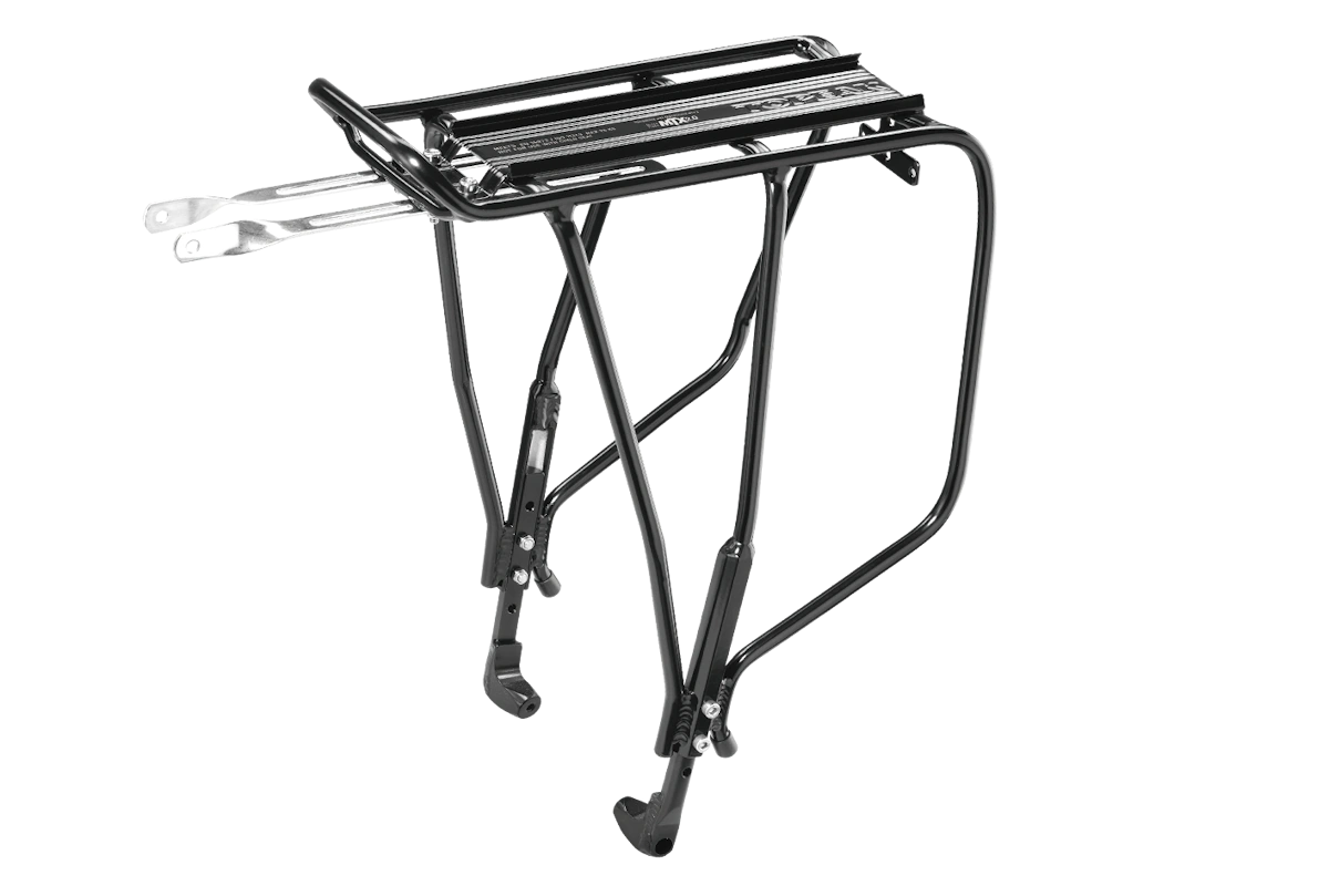 Portabultos trasero Topeak Uni Super Tourist Disc aluminio negro - compatible ruedas 24-29 y 700C frenos disco, placa MTX QuickTrack
