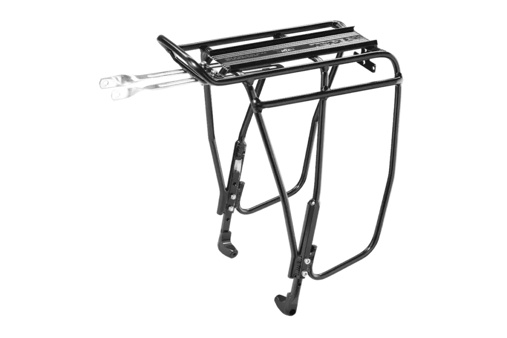 Portabultos trasero Topeak Uni Super Tourist DX Disc aluminio negro patas ajustables barra lateral alforjas - universal ruedas 24-29 700C frenos disco MTX QuickTrack