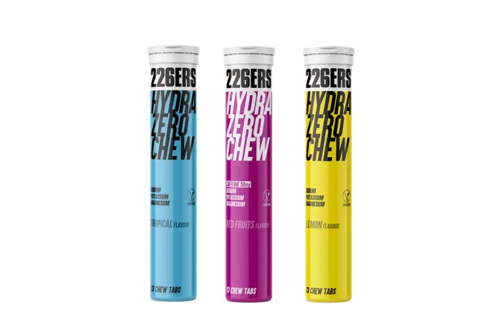 "Tubos HYDRAZERO Chew Salts 226ERS sabor limón, tropical y frutos rojos"