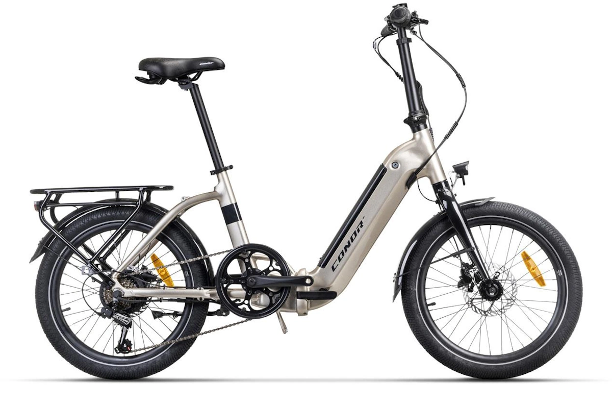 Descubre la Conor Maui E-Folding 20" Negro, una bicicleta eléctrica plegable con motor Bafang 250W, batería integrada de 504Wh, frenos Shimano MT200 y ruedas de 20". Ideal para ciudad y uso diario.
