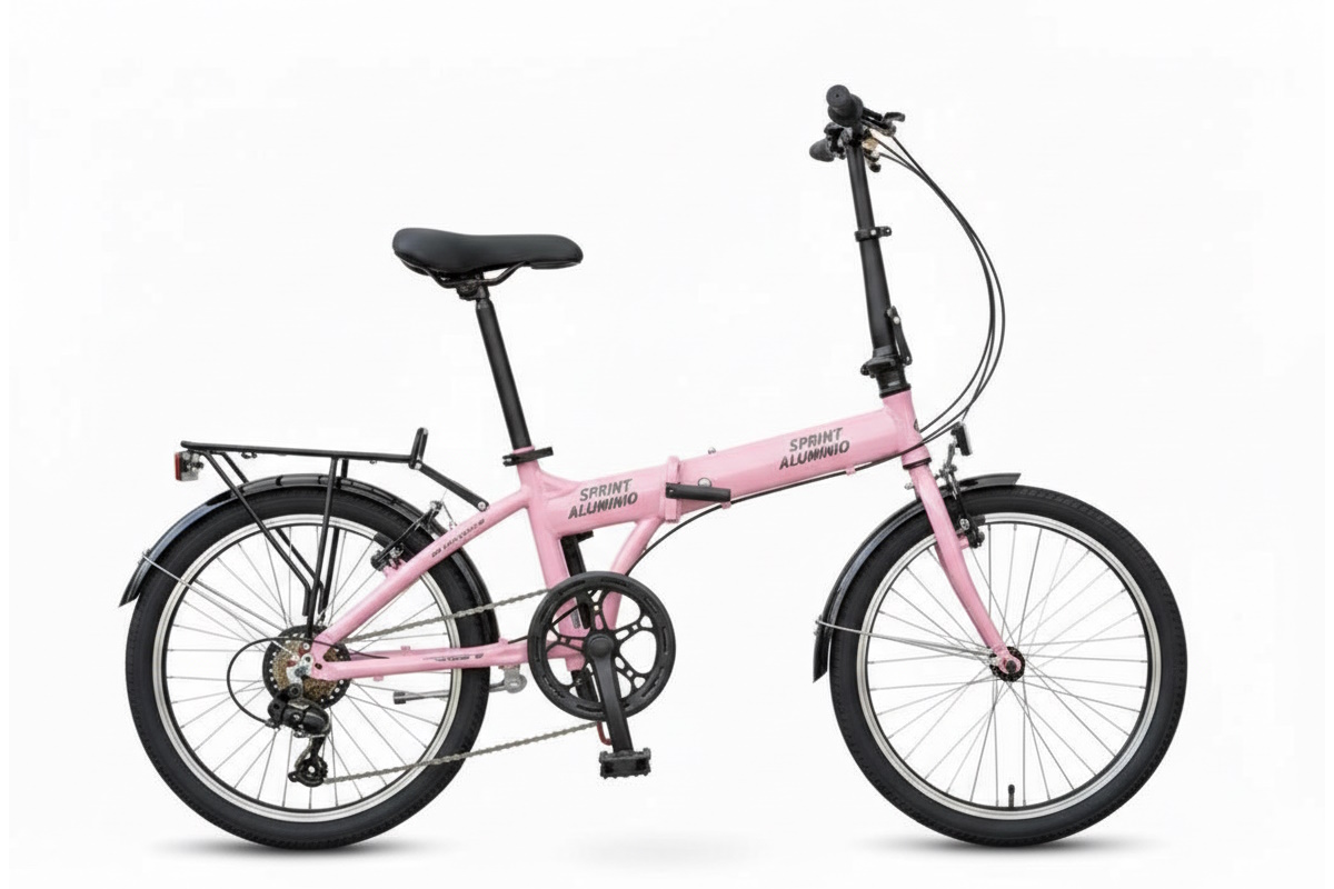 Bici plegable WST 20” aluminio con Shimano 6V, V‑Brake y transportín. Ligera, práctica y fácil de mantener. Ideal para ciudad. ¡Descúbrela!