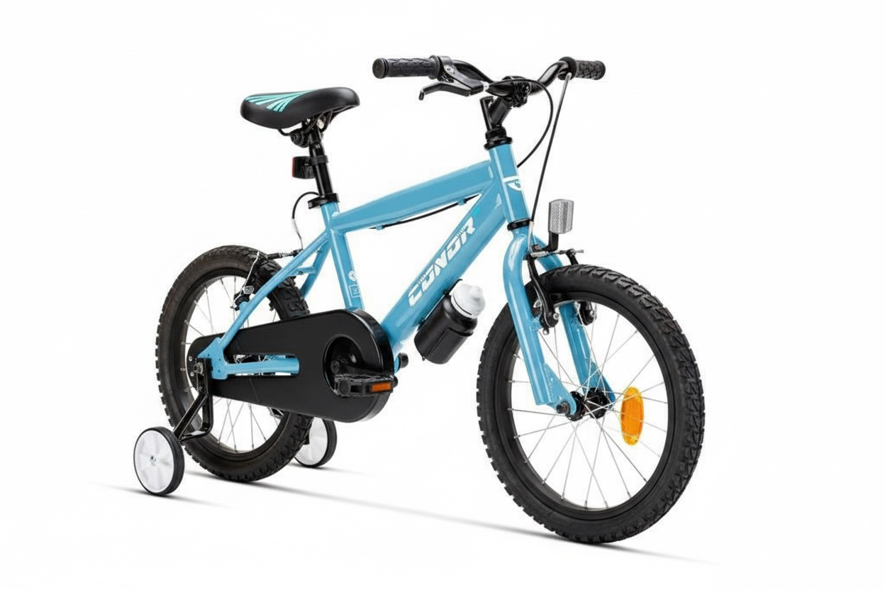 Bicicleta Conor Kid 16 azul con cubiertas anchas y protector de cadena
