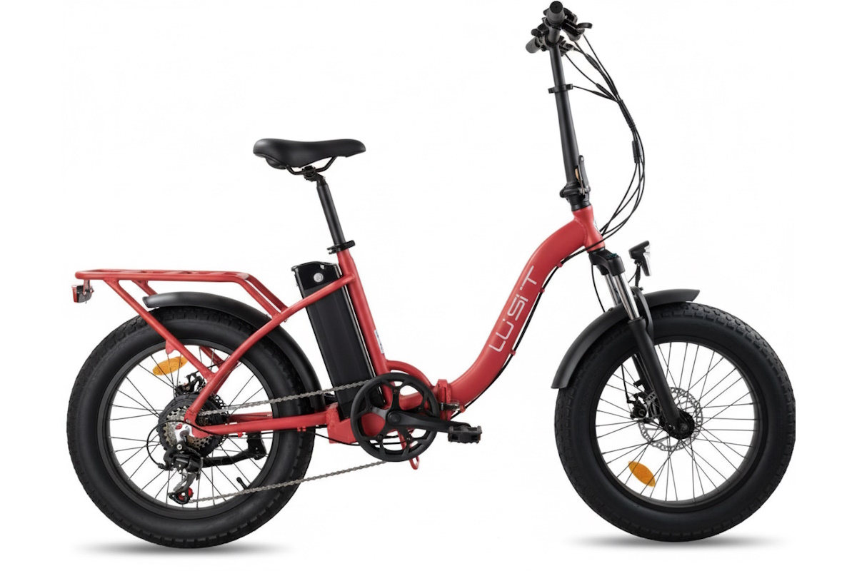 Fat Bike eléctrica plegable 20″ con cuadro bajo de aluminio, motor trasero 48V 250W, batería 48V 13Ah, Shimano 7V y frenos Tektro hidráulicos. Ruedas 20x4,0 para ciudad y pistas. Compra segura en distribuidor autorizado www.thebike.es.