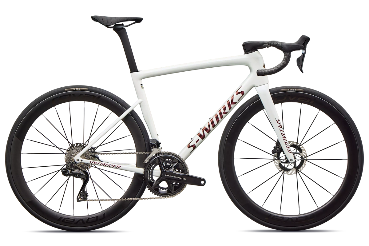 S‑Works Tarmac SL8 2026 con Dura‑Ace Di2 y potenciómetro dual, ruedas Roval Rapide CLX III tubeless. FACT 12r y Win Tunnel