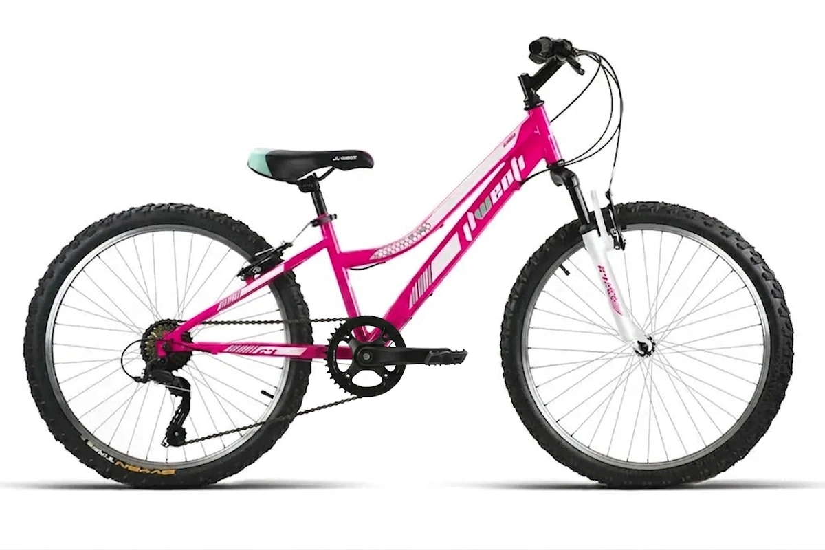 Compra la bicicleta JL Wenti 24" infantil/junior con cuadro de acero, suspensión delantera, frenos V-brake y cambio Shimano 1x7. Disponible en barra alta y barra baja.