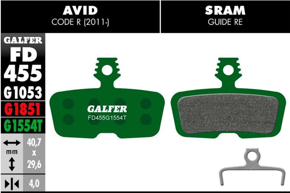 Pastillas de freno Galfer FD455 - Pro - G1554T - Sram