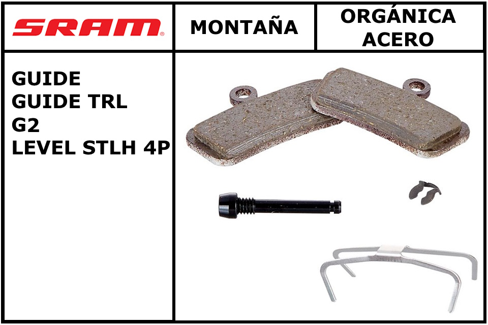 Pastillas de freno Sram Trail Guide/TRL/G2/Level Orgánica Acero