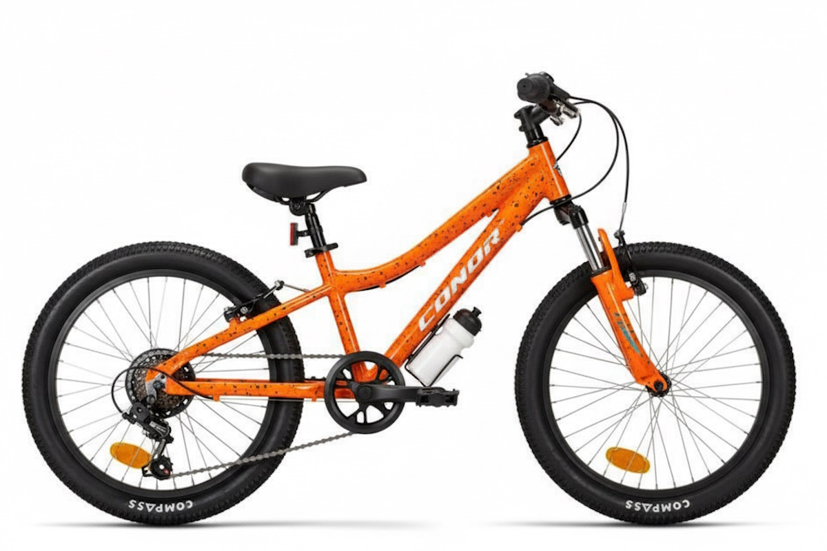 Bici infantil Conor Kid 20 MTB naranja con suspensión, cambio 6v y ruedas 20x2,35