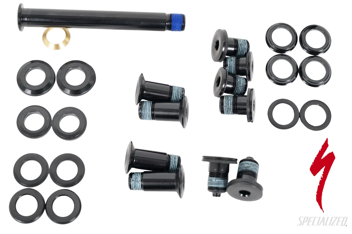 Kit de pernos y espaciadores de pivote de suspensión Specialized S194200008 para Levo FSR Gen.2 2019-2021, repuesto original en aleación, compatible y de máxima precisión.
