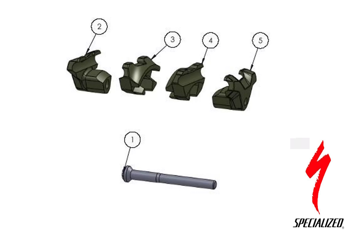 Kit de abrazadera Specialized S164200003 para rieles redondos de 7x7 mm en tijas estilo Alien Head, compatible con sillines de acero, aleación y titanio.