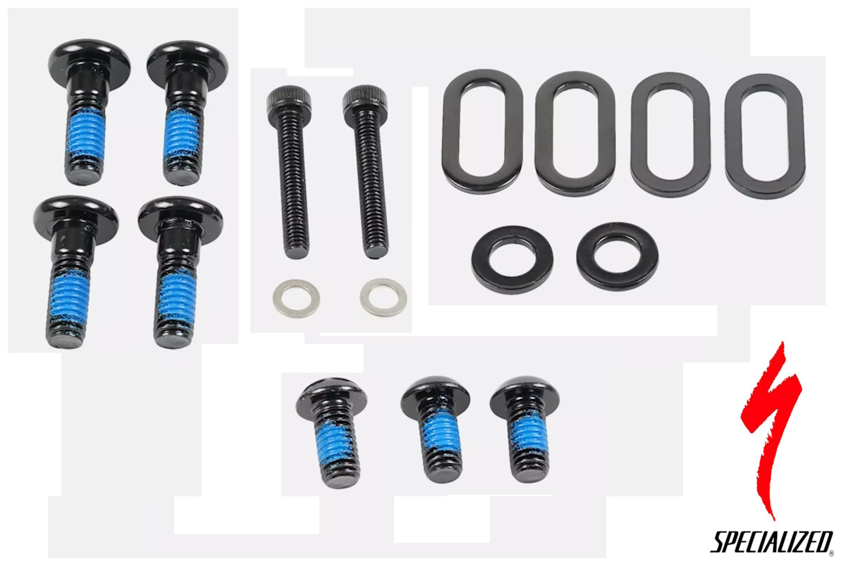 Kit de hardware de puntera deslizante DRO MY22 Vado/Como Specialized, incluye pernos, arandelas y placas.