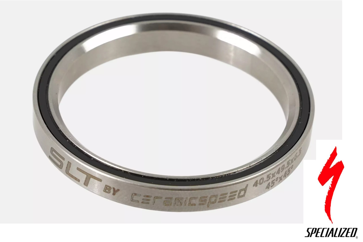 Rodamiento dirección CeramicSpeed SLT OHD S252500005, 49.5x40.5x6.5mm, 45x45 grados, libre de mantenimiento, Specialized Tarmac SL8/SL7, original, polímero y acero inoxidable.