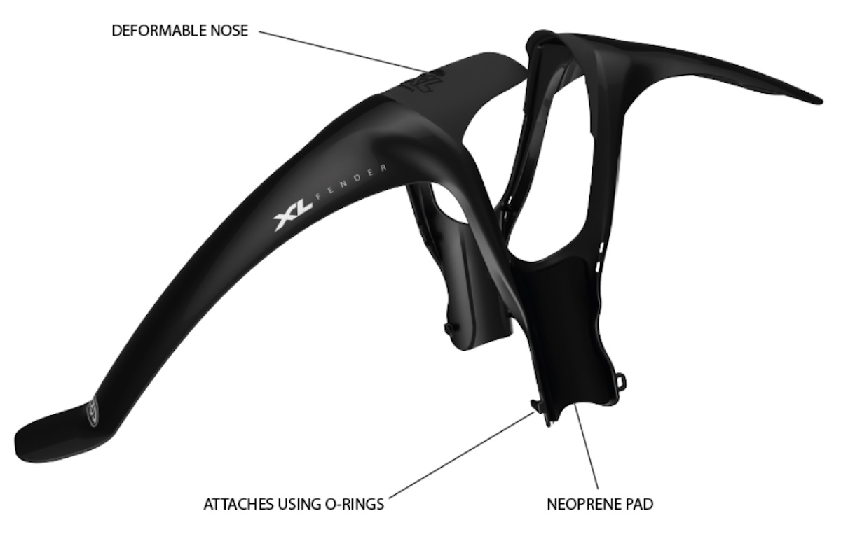 Guardabarros CRUD XL Fender para bicicletas de montaña con ruedas de 29" y 27.5+", diseño ligero y resistente, ideal para proteger contra barro y agua en terrenos extremos.