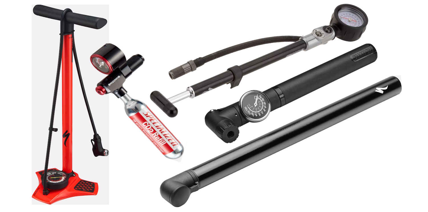 comparativa sistemas de inflado Specialized, bombas de suelo, de mano, de co2