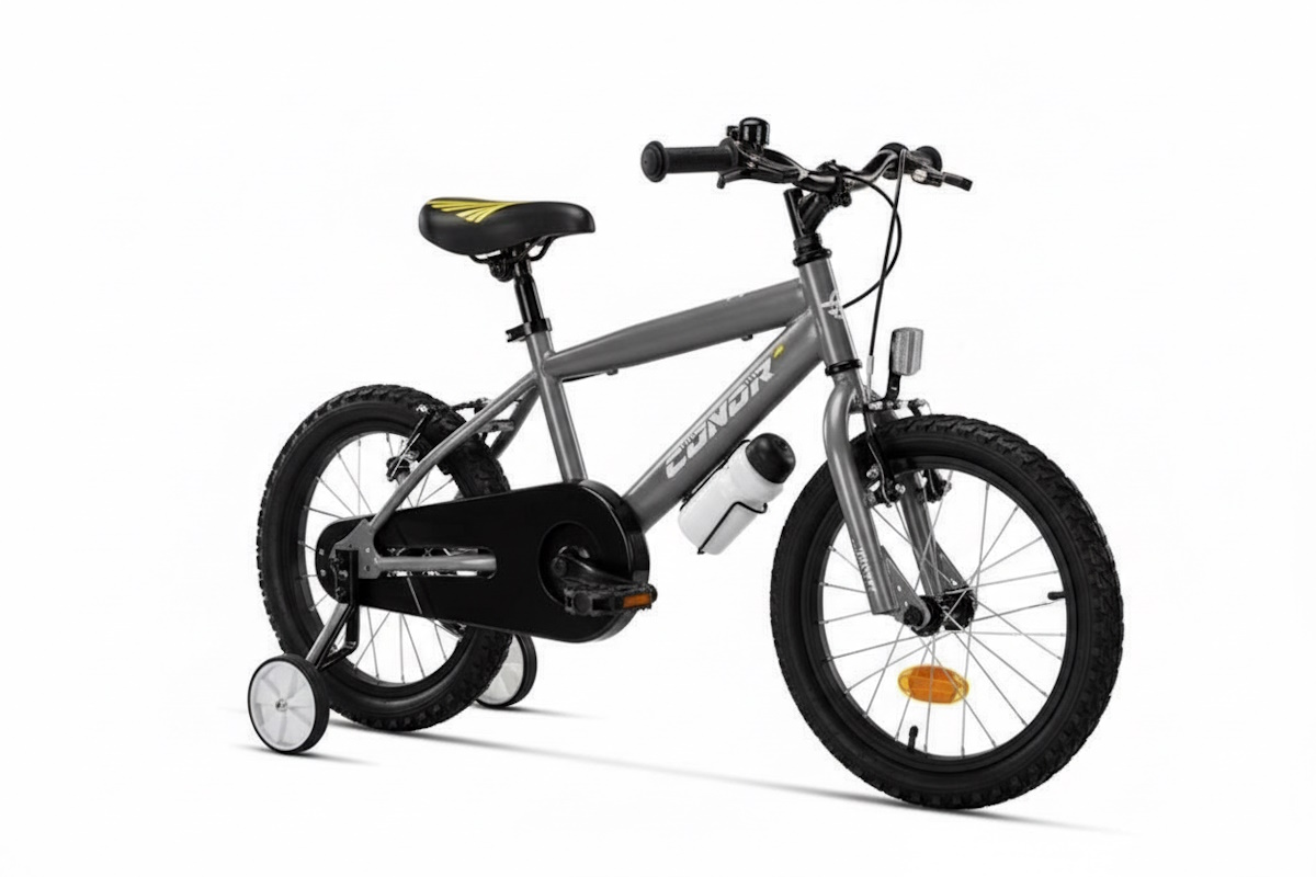 Bicicleta infantil Conor Kid 16 gris con ruedines y frenos V‑Brake