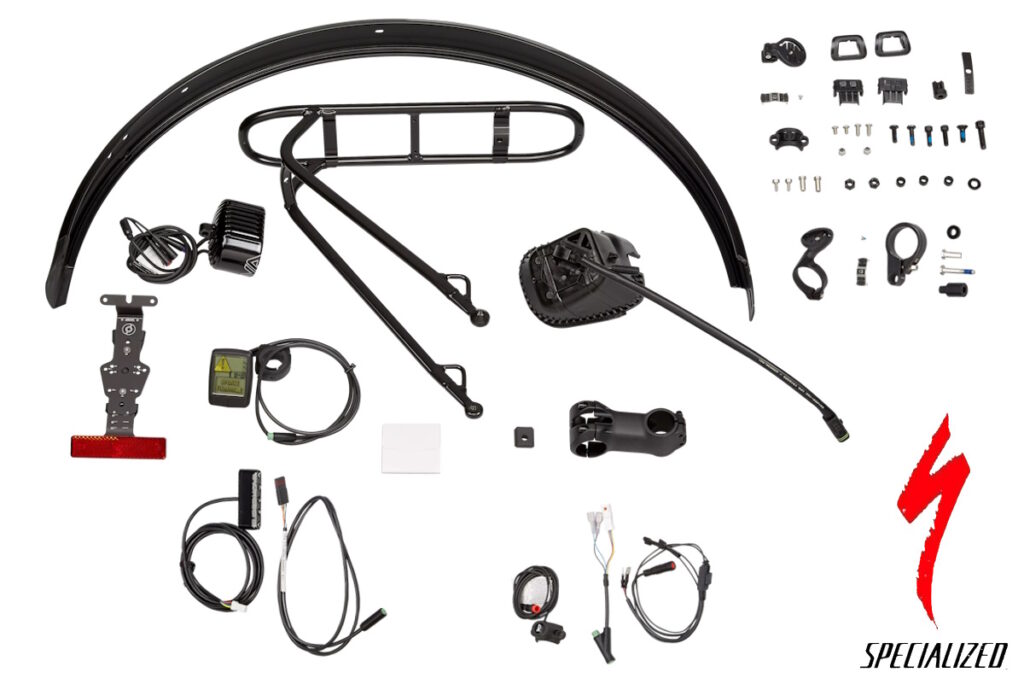 Kit Specialized S194200051 para convertir Turbo Vado L1e Bloks a L1e TCD-w: pantalla con mando, arneses, potencia 75 mm, luces Supernova y accesorios.