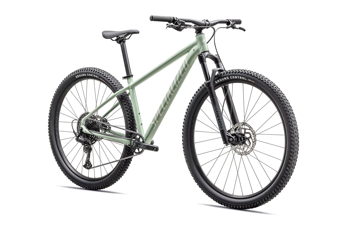 Bicicleta de montaña Specialized Rockhopper Comp 2026 27,5 ó 29 color Gloss Pistachio con horquilla RockShox Judy Solo Air y cubiertas Ground Control 2.35.