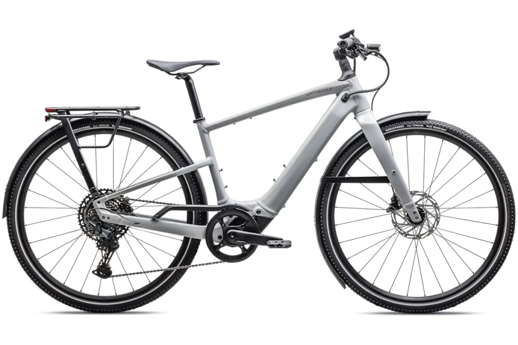 Specialized Vado SL 2 5.0 EQ e-bike urbana equipada con motor Specialized SL 1.2 de 320W, batería integrada 520Wh, Future Shock 3.1, portaequipajes MIK HD y guardabarros