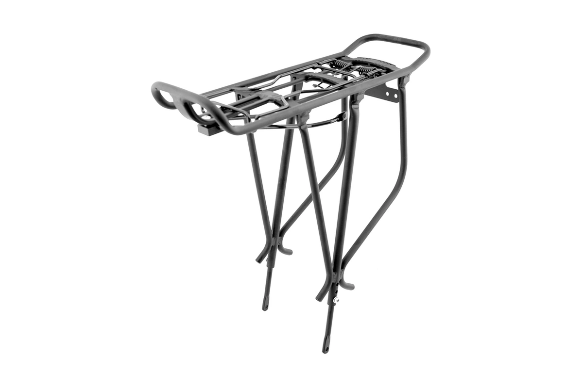 Portabultos trasero V BIKE de aluminio negro para bicicleta, especial para alforjas y regulable 24-26-28