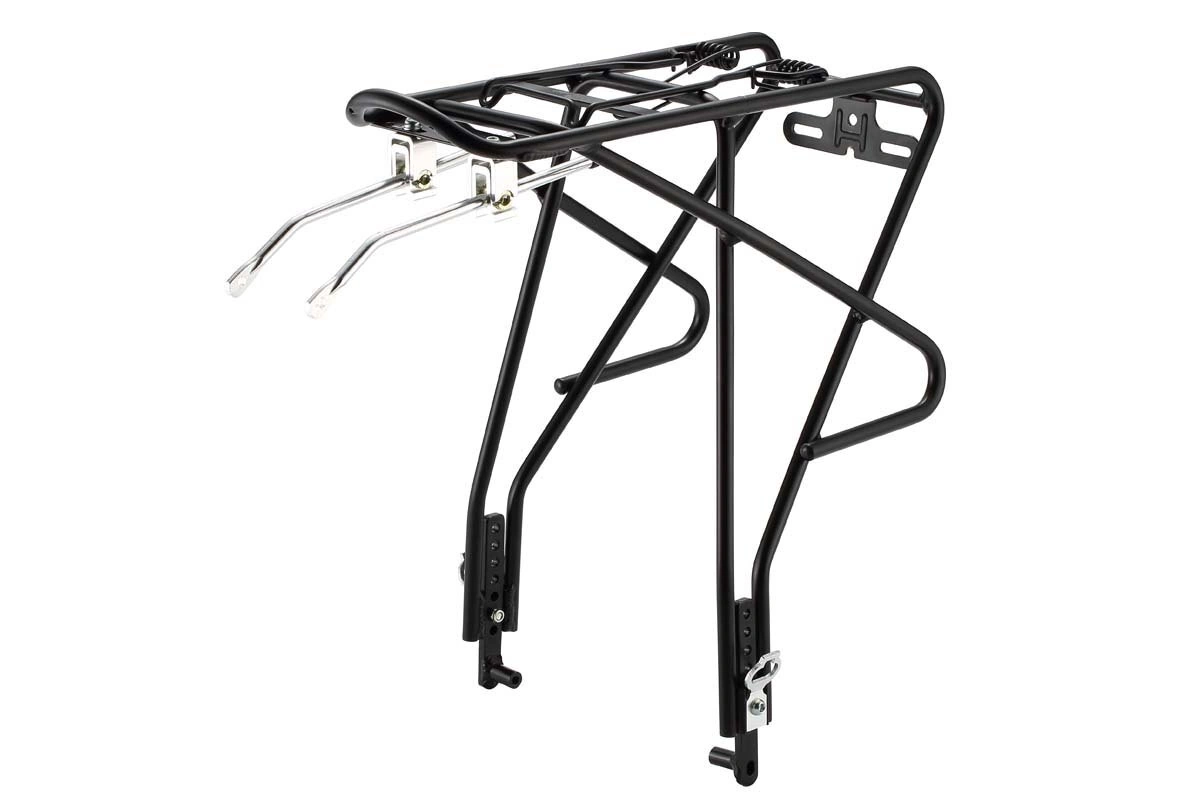 Portabultos trasero Ostand de aluminio negro para bicicleta con freno de disco, regulable de 26 a 29 pulgadas