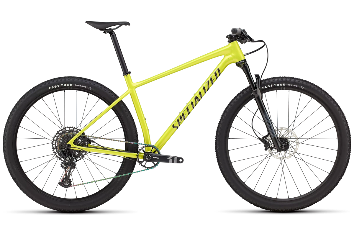 Descubre la Specialized Chisel HT Comp, una MTB rígida de XC con cuadro Smartweld M5 Alloy, geometría Progressive XC, transmisión SRAM NX Eagle 1x12 y horquilla RockShox Judy Gold. Disponible en thebike.es.