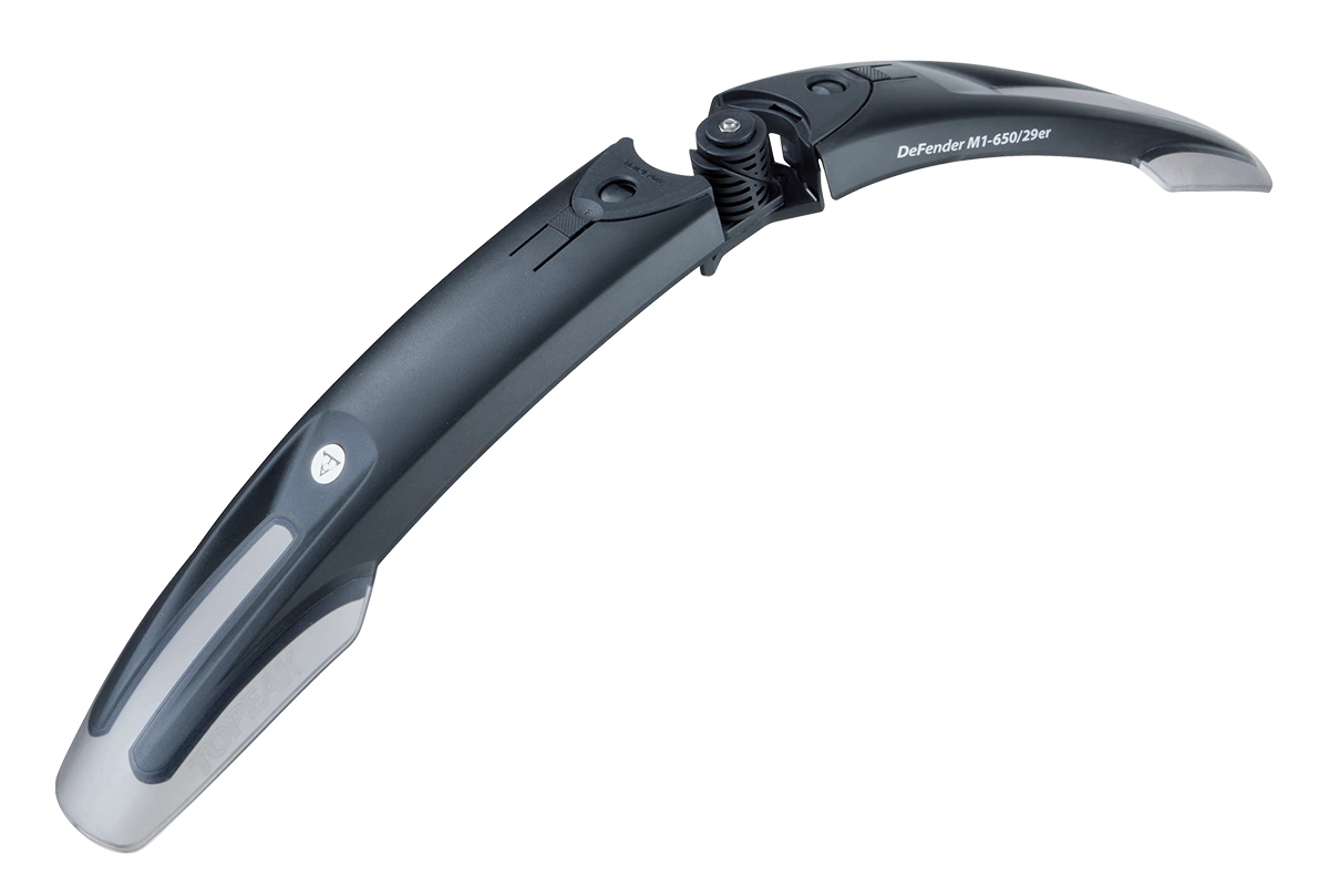 Guardabarros delantero Topeak DeFender M1 negro para MTB 27.5 y 29 pulgadas - sistema Quick Release tubo dirección compatible arco invertido