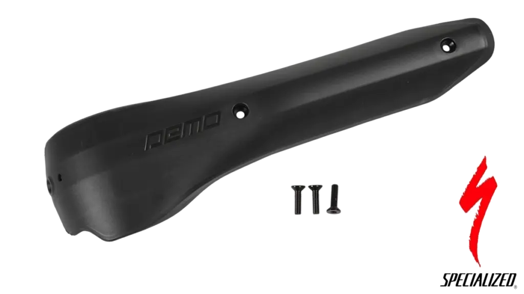 Protector atornillable para tubo inferior de cuadros carbon Demo 8 MY15–18. Carcasa plástico + espuma EVA. Universal para todos los tamaños. Tornillos M4 incluidos. Repuesto original Specialized SKU S159900011.