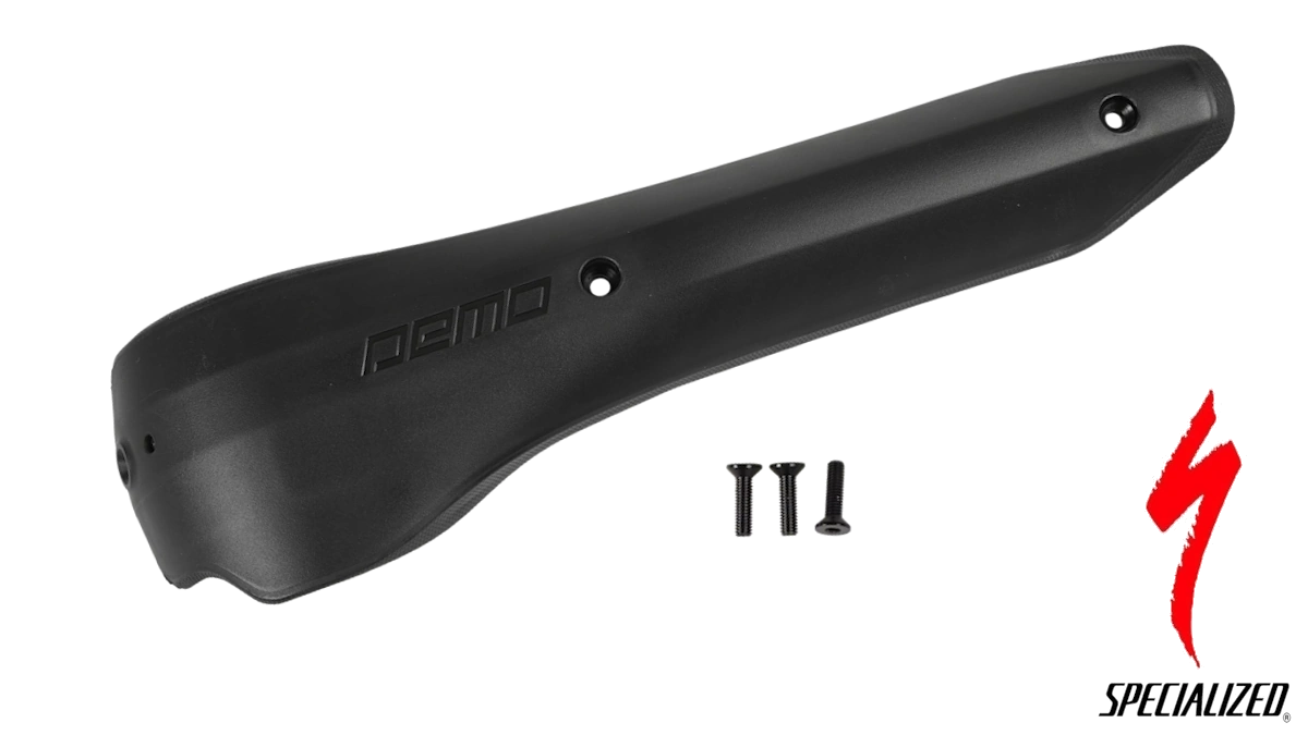 Protector atornillable para tubo inferior de cuadros carbon Demo 8 MY15–18. Carcasa plástico + espuma EVA. Universal para todos los tamaños. Tornillos M4 incluidos. Repuesto original Specialized SKU S159900011.