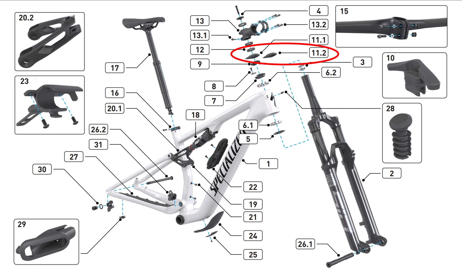 Tapa juego de dirección Specialized Epic 8 S252500001/S252500002 Castle Block - Imagen 4