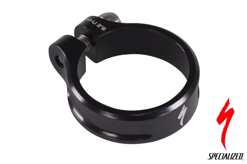 Abrazadera de sillín Specialized S184700003 de 34,9 mm en aluminio negro con tornillo de titanio