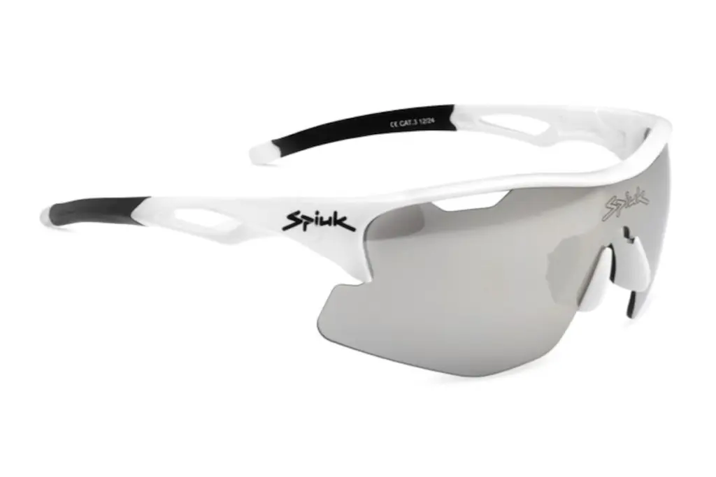 Gafas de ciclismo Spiuk JIFTER blanco espejo plata con pantalla completa y protección UV400