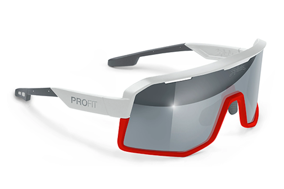 Gafas de ciclismo Spiuk PROFIT V3 blanco rojo con pantalla única y protección UV400