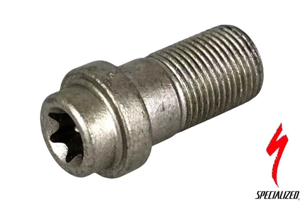 Tornillo central de biela Specialized S170500005 M12 x 1.0 x 23 mm con cabeza Torx T45. Recambio original para bielas Specialized Road y Mountain 2009-2016