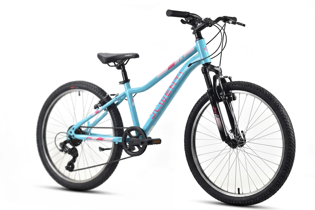Bicicleta MTB infantil 24" JL Wenti barra baja acero suspensión Shimano 1x7 - Imagen 9