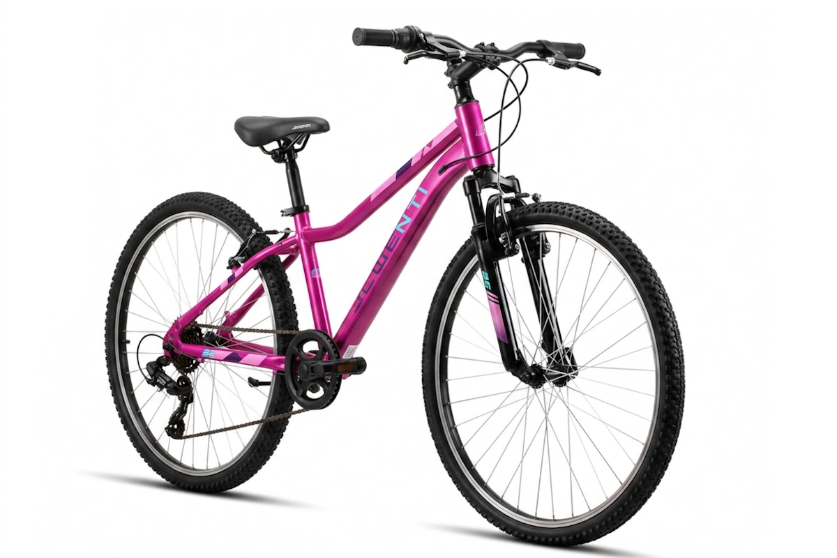 Bicicleta MTB infantil 24" JL Wenti barra baja acero suspensión Shimano 1x7 - Imagen 8