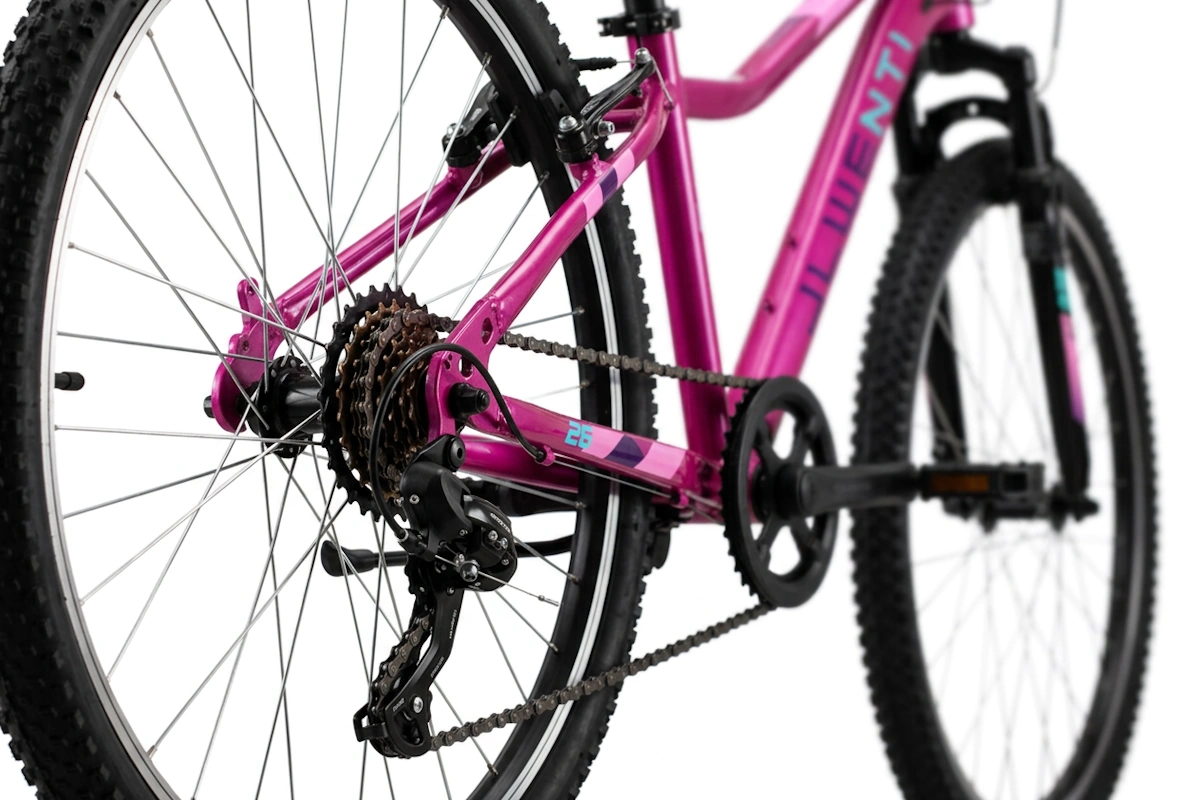 Bicicleta MTB infantil 24" JL Wenti barra baja acero suspensión Shimano 1x7 - Imagen 6