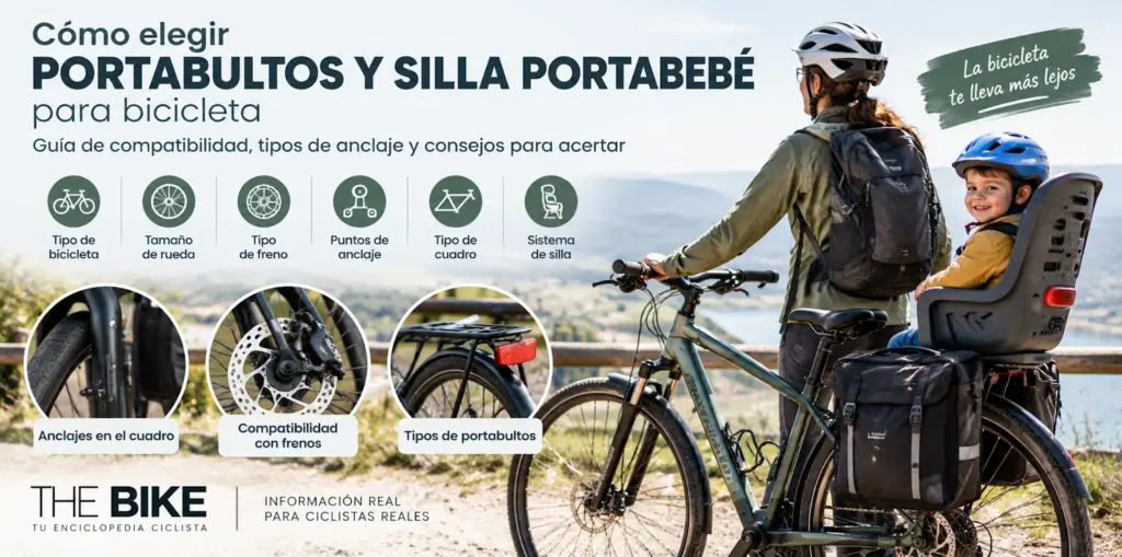 Cómo elegir portabultos y silla portabebé para bicicleta: compatibilidad y montaje