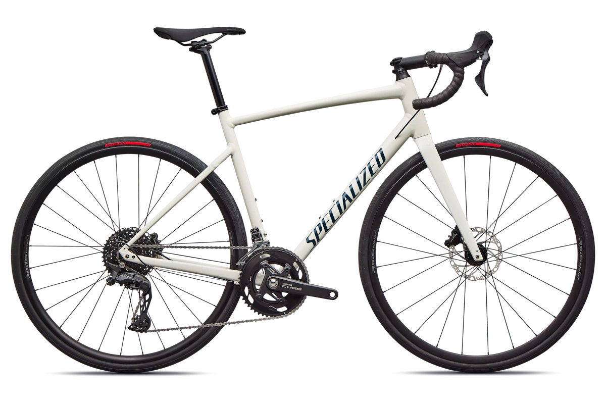 Specialized Allez con Shimano CUES, bicicleta de carretera de aluminio E5 con horquilla de carbono Dune White / Deep Lake